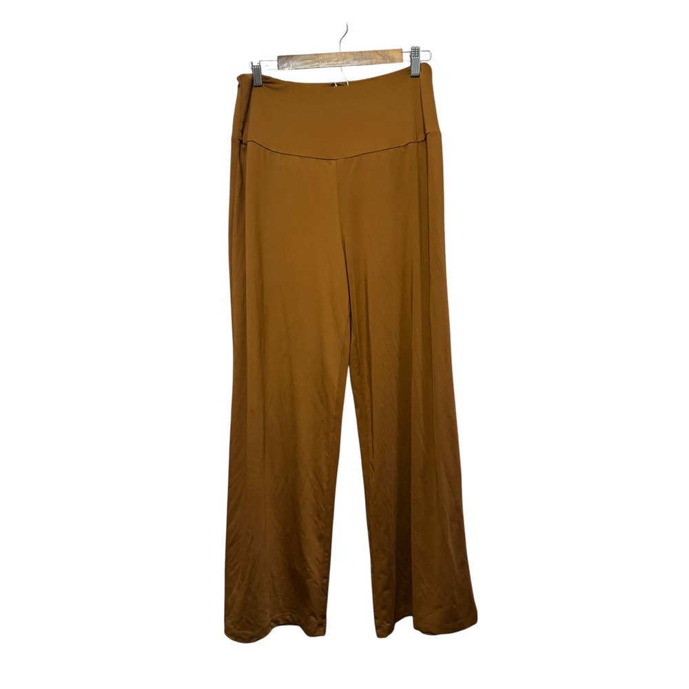 Arolina Wide Leg Pants Women Large Brown Excellent High Waist Flowy Stretch